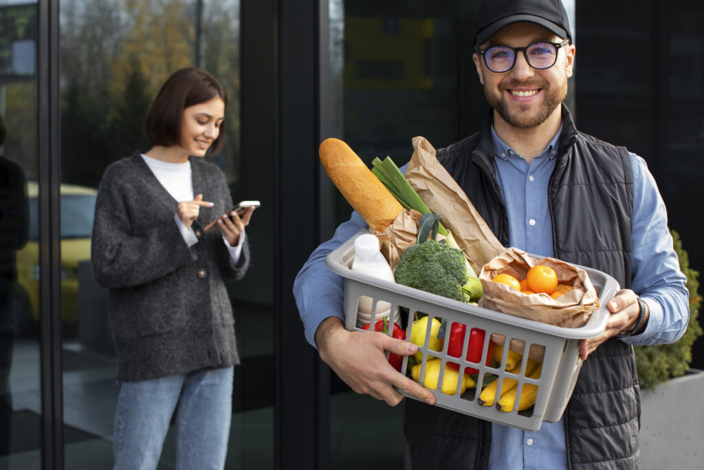 A man holding grocery basket