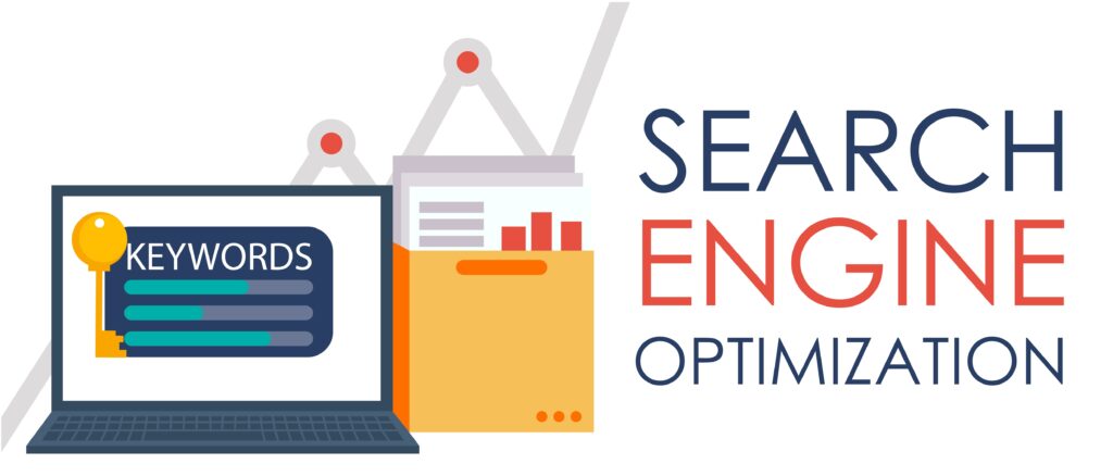 laptop graphics presenting search engine optimization
