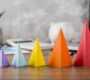 Multicolored growth cones representing marketing funnel